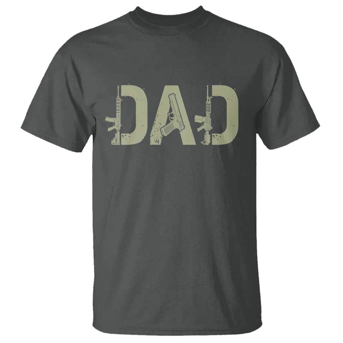 Gun Lover Dad T Shirt Funny Hunter Dad Fathers Day Gift TS12 Dark Heather Print Your Wear