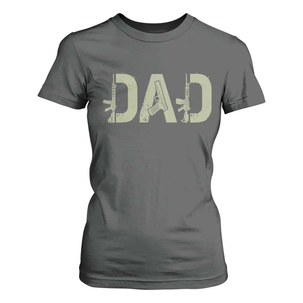 Gun Lover Dad T Shirt For Women Funny Hunter Dad Fathers Day Gift TS12 Dark Heather Print Your Wear