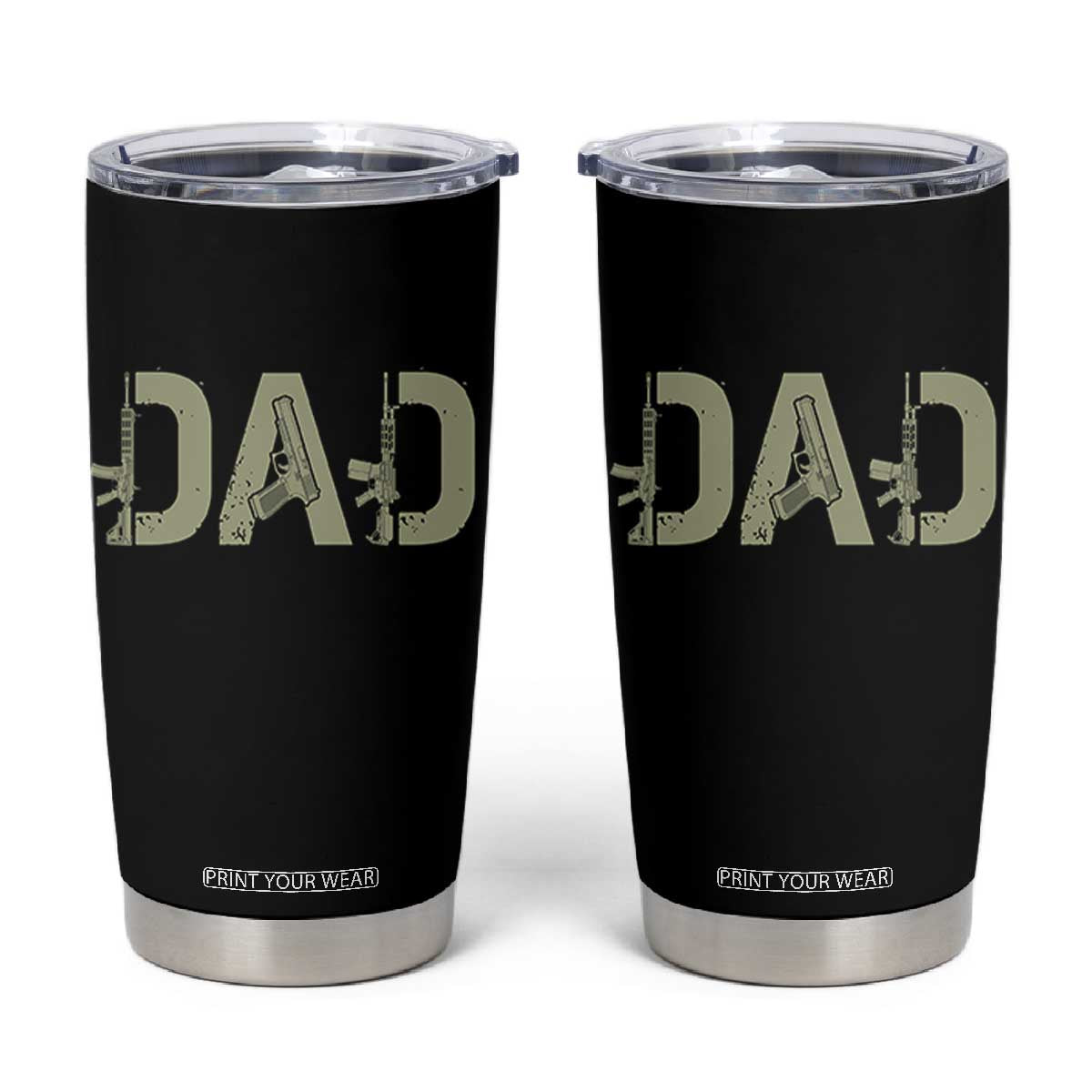 Gun Lover Dad Tumbler Cup Funny Hunter Dad Fathers Day Gift TS12 Black Print Your Wear