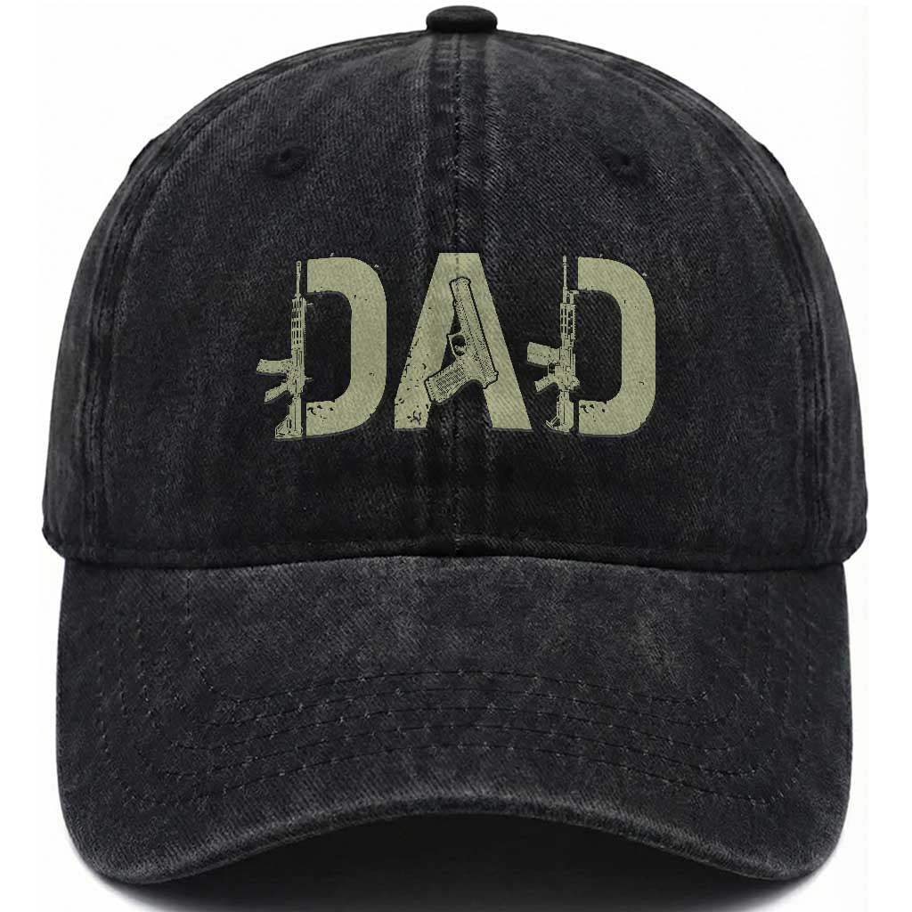 Gun Lover Dad Washed Cotton Baseball Cap Funny Hunter Dad Fathers Day Gift TS12 Print Your Wear