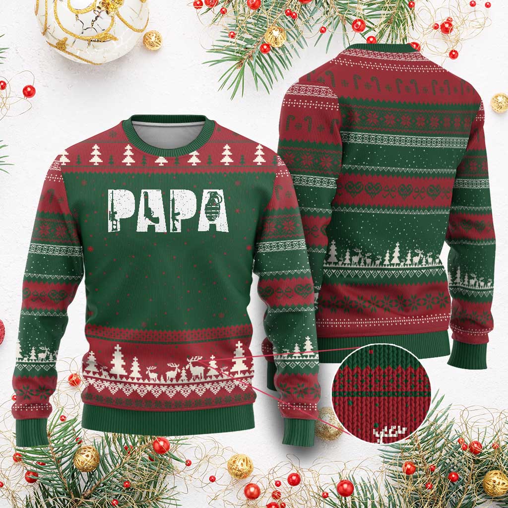 Proud Hunter Dad Ugly Christmas Sweater Funny Hunting Lifestyle Fathers Day Gift TS12 Red Green Print Your Wear