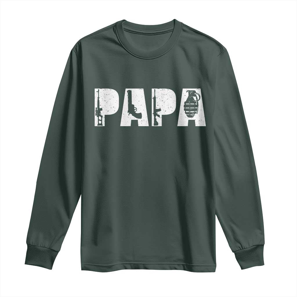 Proud Hunter Dad Long Sleeve Shirt Funny Hunting Lifestyle Fathers Day Gift TS12 Dark Forest Green Print Your Wear