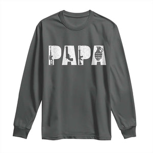 Proud Hunter Dad Long Sleeve Shirt Funny Hunting Lifestyle Fathers Day Gift TS12 Dark Heather Print Your Wear