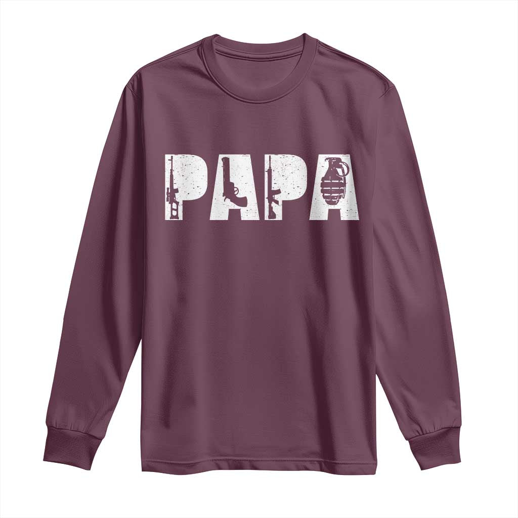 Proud Hunter Dad Long Sleeve Shirt Funny Hunting Lifestyle Fathers Day Gift TS12 Maroon Print Your Wear