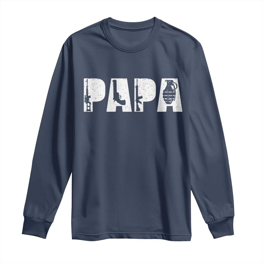 Proud Hunter Dad Long Sleeve Shirt Funny Hunting Lifestyle Fathers Day Gift TS12 Navy Print Your Wear
