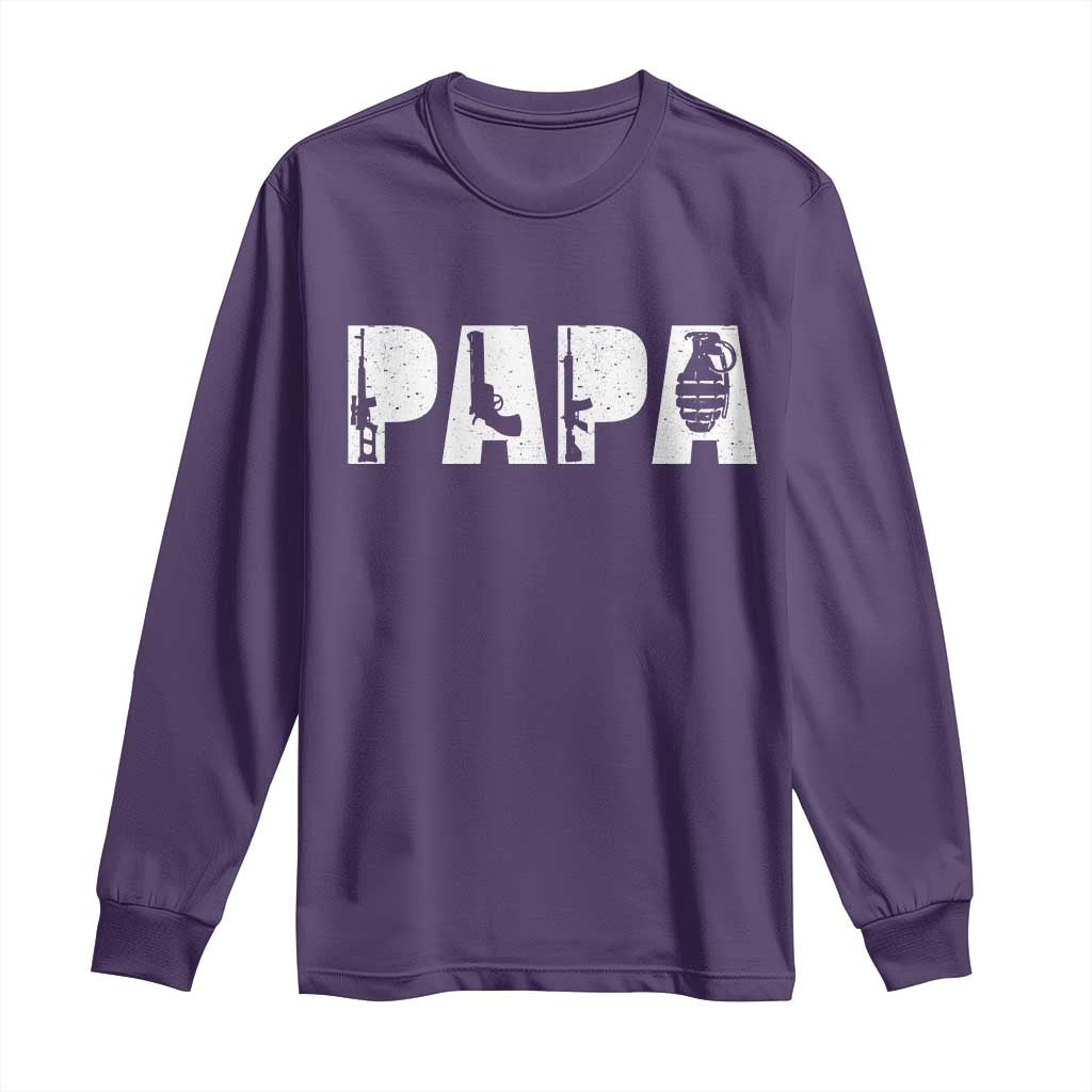 Proud Hunter Dad Long Sleeve Shirt Funny Hunting Lifestyle Fathers Day Gift TS12 Purple Print Your Wear
