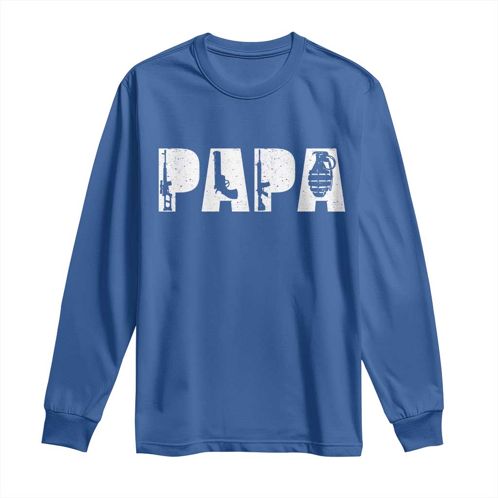 Proud Hunter Dad Long Sleeve Shirt Funny Hunting Lifestyle Fathers Day Gift TS12 Royal Blue Print Your Wear