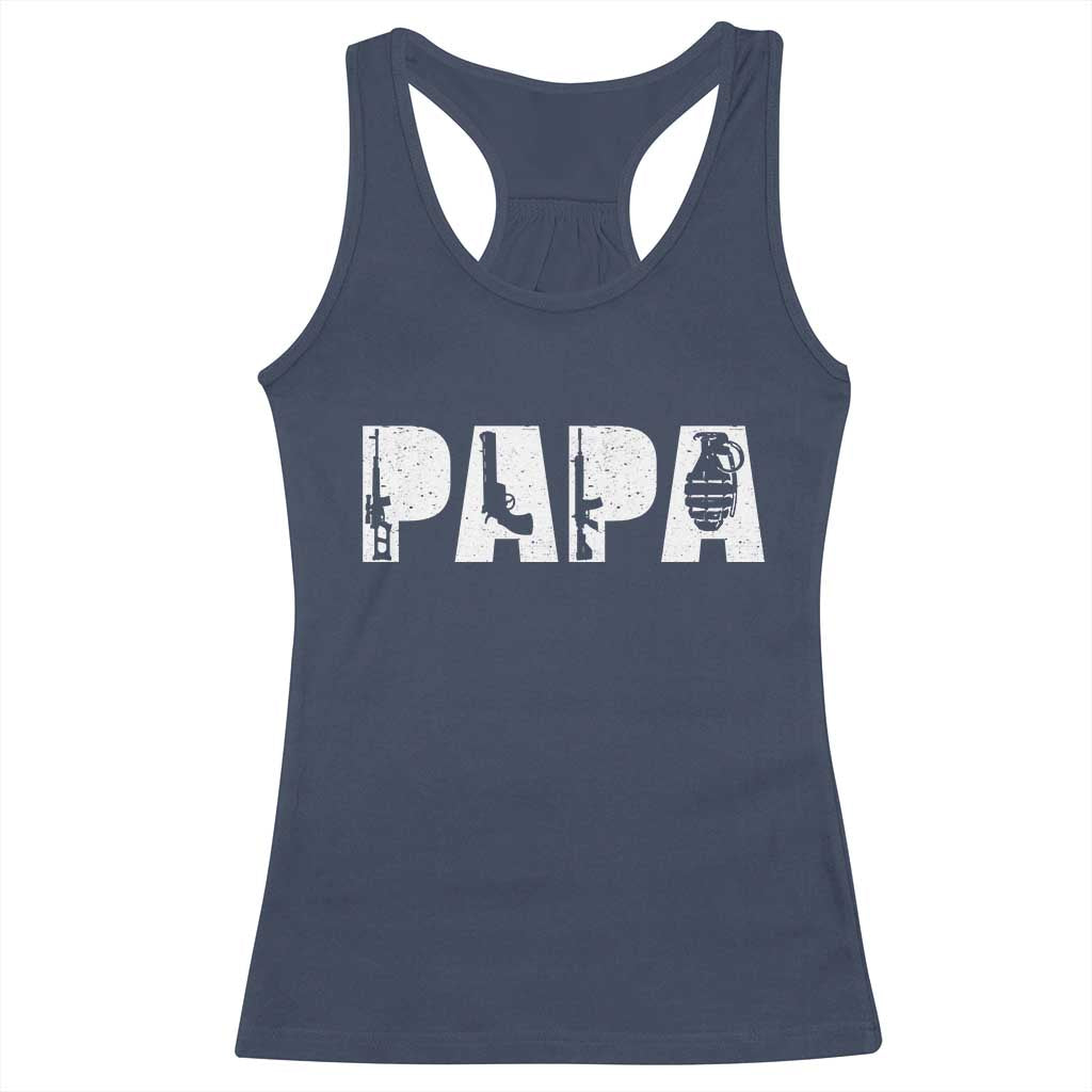 Proud Hunter Dad Racerback Tank Top Funny Hunting Lifestyle Fathers Day Gift TS12 Navy Print Your Wear