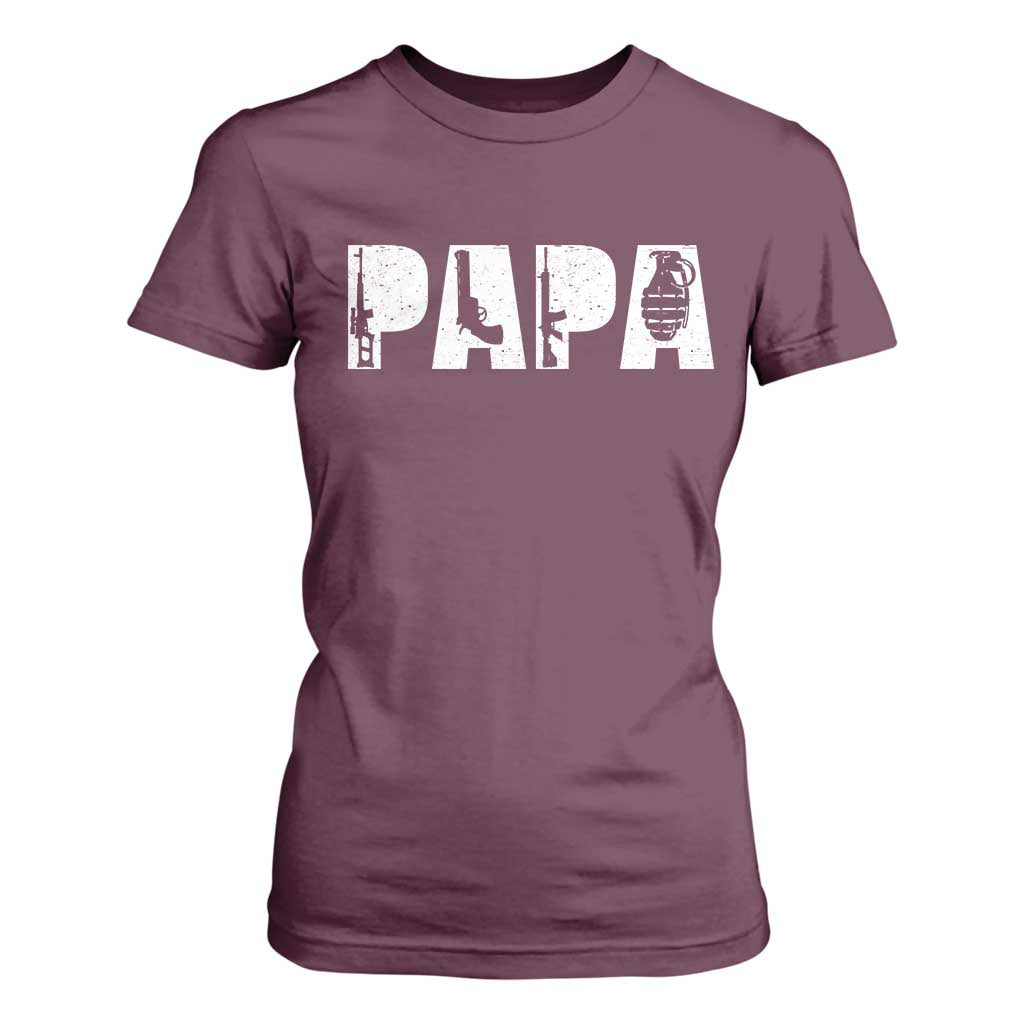 Proud Hunter Dad T Shirt For Women Funny Hunting Lifestyle Fathers Day Gift TS12 Maroon Print Your Wear