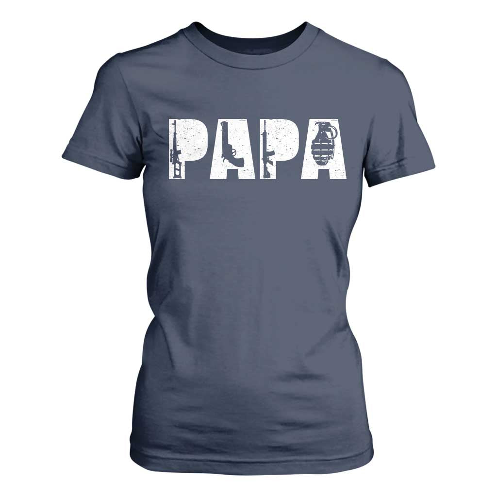 Proud Hunter Dad T Shirt For Women Funny Hunting Lifestyle Fathers Day Gift TS12 Navy Print Your Wear