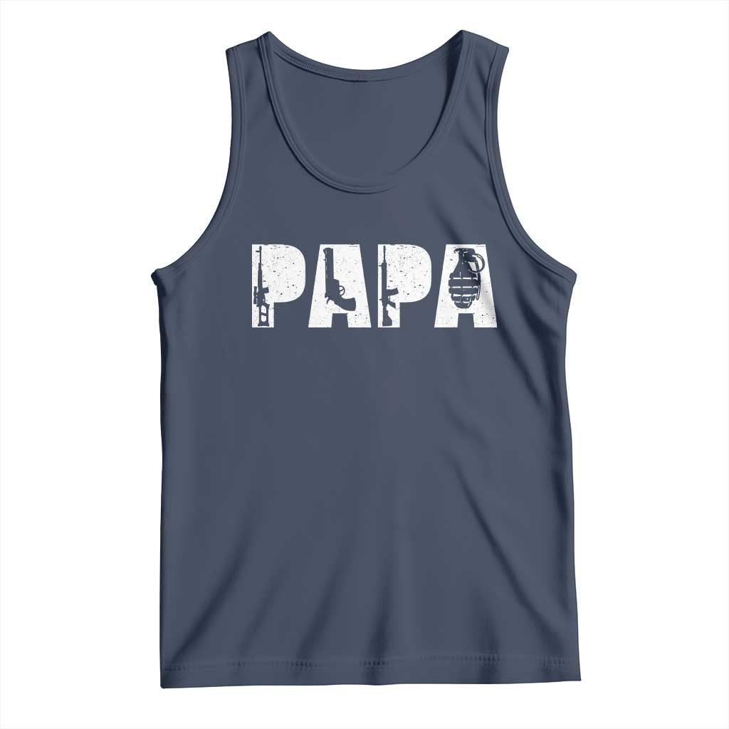 Proud Hunter Dad Tank Top Funny Hunting Lifestyle Fathers Day Gift TS12 Navy Print Your Wear