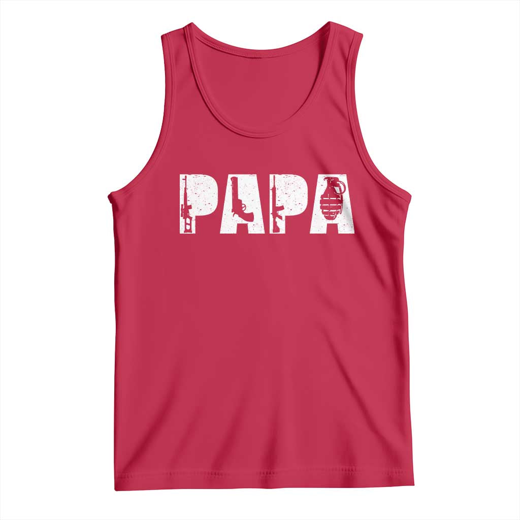 Proud Hunter Dad Tank Top Funny Hunting Lifestyle Fathers Day Gift TS12 Red Print Your Wear