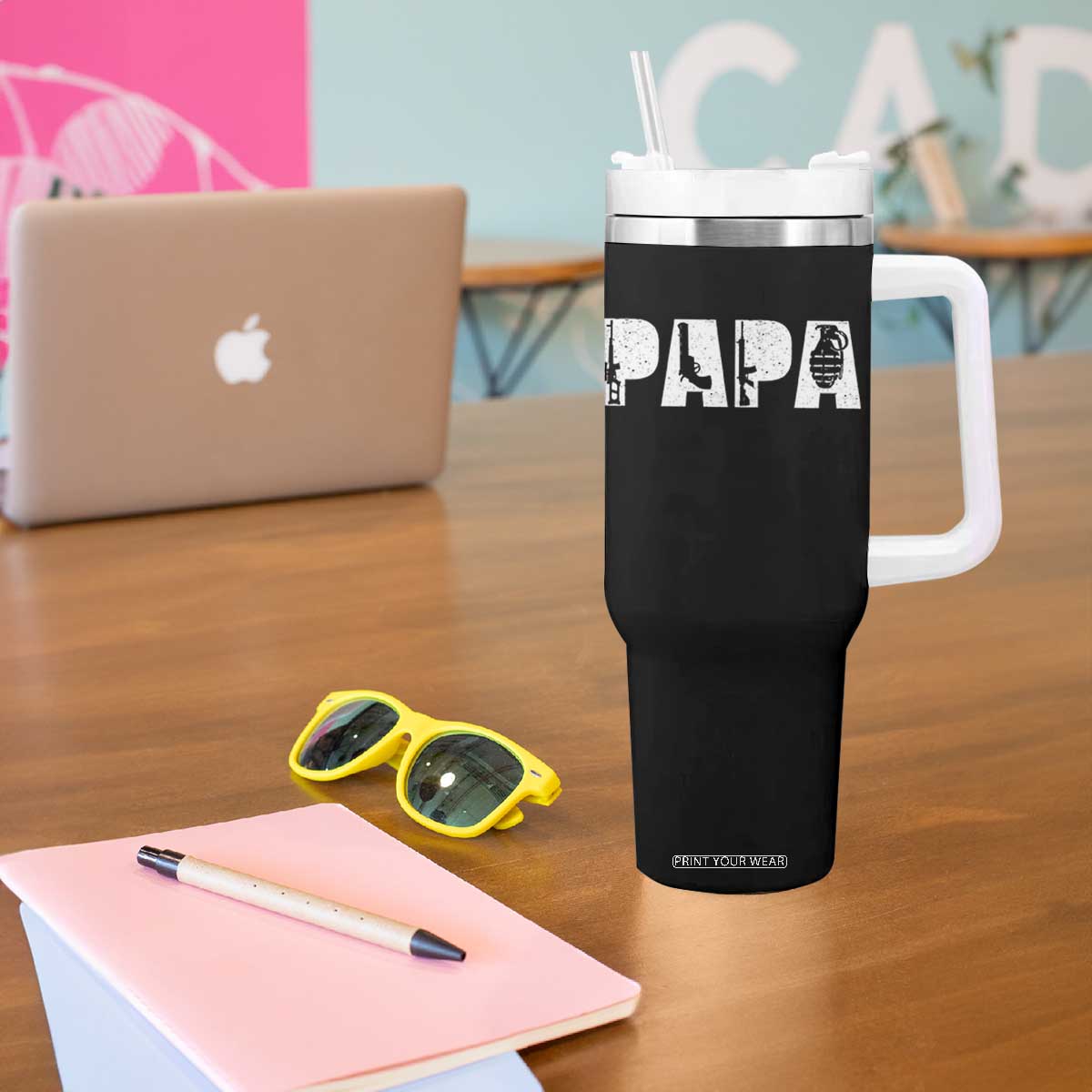 Proud Hunter Dad Tumbler With Handle Funny Hunting Lifestyle Fathers Day Gift TS12 Print Your Wear