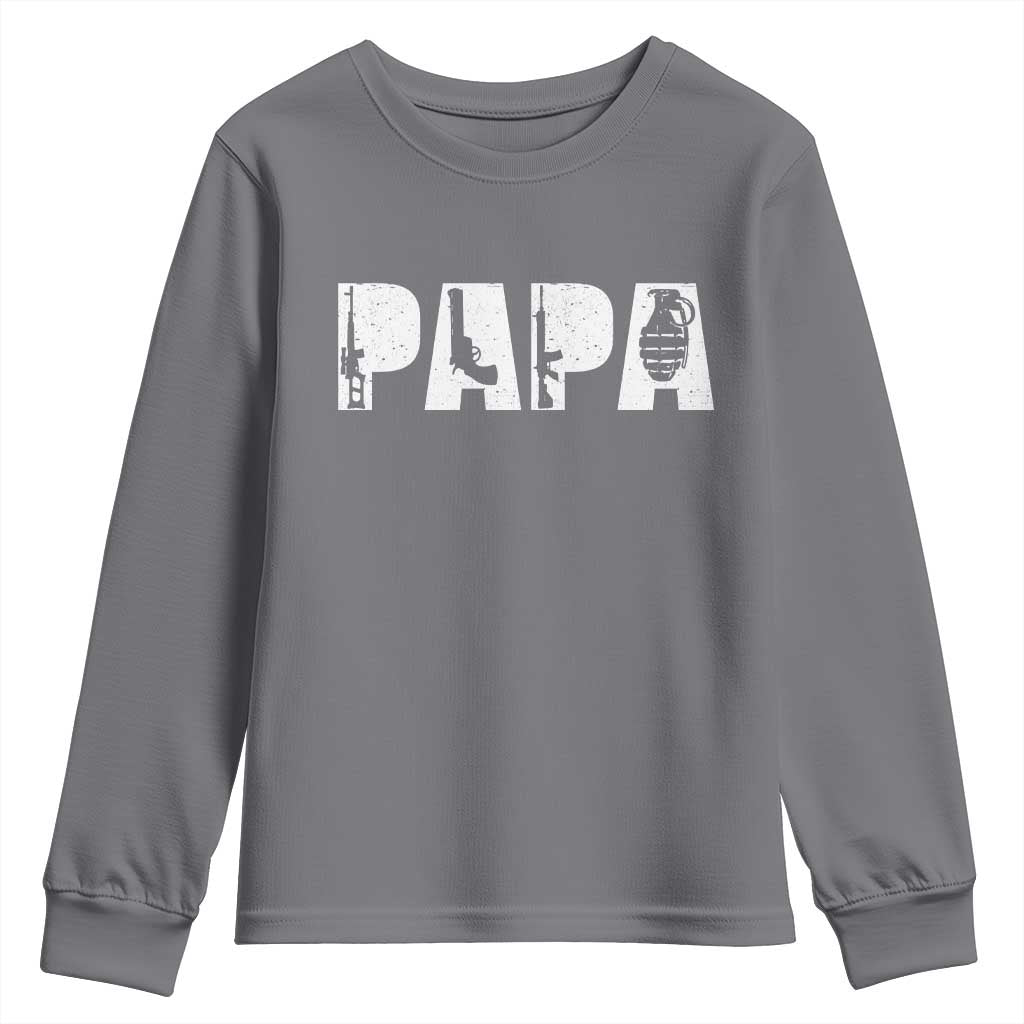 Proud Hunter Dad Youth Sweatshirt Funny Hunting Lifestyle Fathers Day Gift TS12 Charcoal Print Your Wear