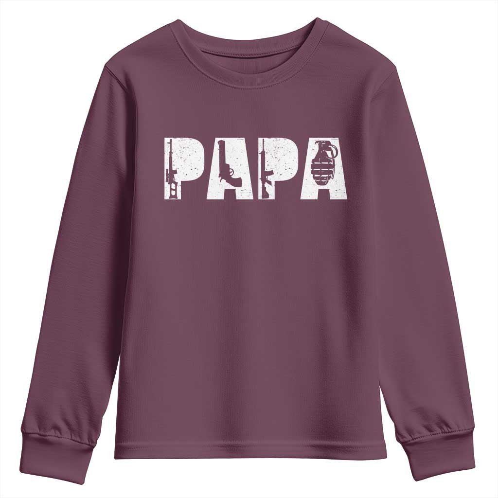 Proud Hunter Dad Youth Sweatshirt Funny Hunting Lifestyle Fathers Day Gift TS12 Maroon Print Your Wear