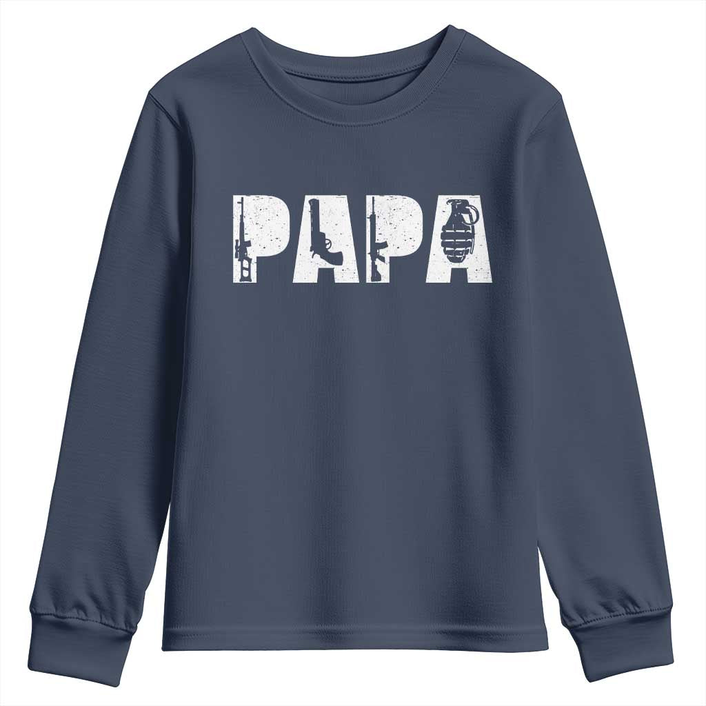 Proud Hunter Dad Youth Sweatshirt Funny Hunting Lifestyle Fathers Day Gift TS12 Navy Print Your Wear