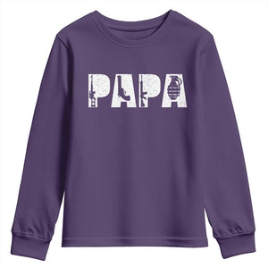 Proud Hunter Dad Youth Sweatshirt Funny Hunting Lifestyle Fathers Day Gift TS12 Purple Print Your Wear