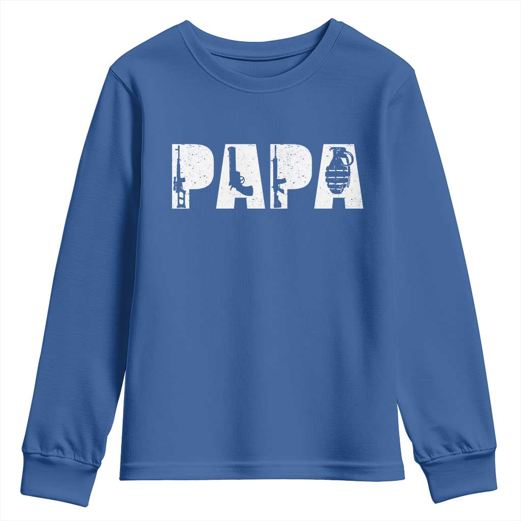 Proud Hunter Dad Youth Sweatshirt Funny Hunting Lifestyle Fathers Day Gift TS12 Royal Blue Print Your Wear