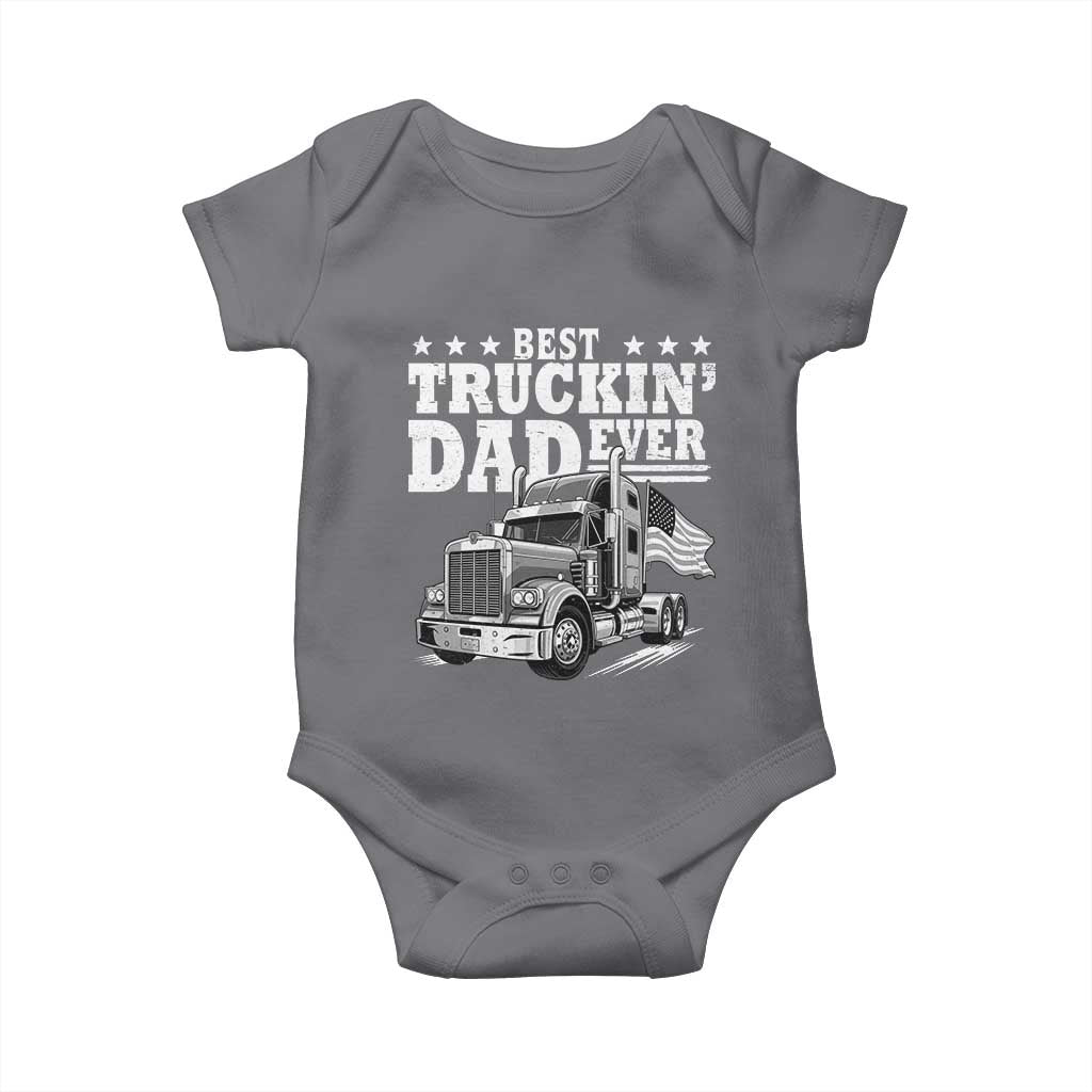 Best Truckin Dad Ever Baby Onesie Trucker Papa Fathers Day Gift TS12 Charcoal Print Your Wear