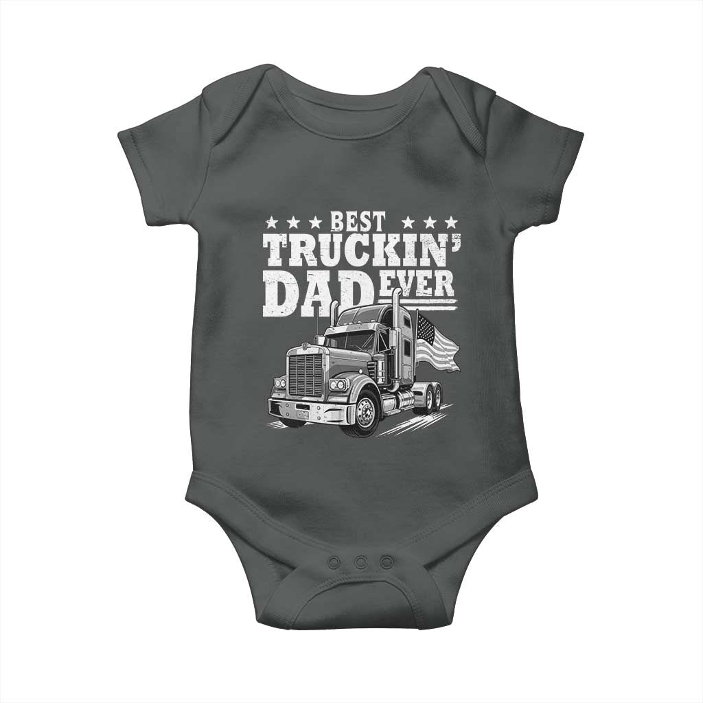 Best Truckin Dad Ever Baby Onesie Trucker Papa Fathers Day Gift TS12 Dark Heather Print Your Wear