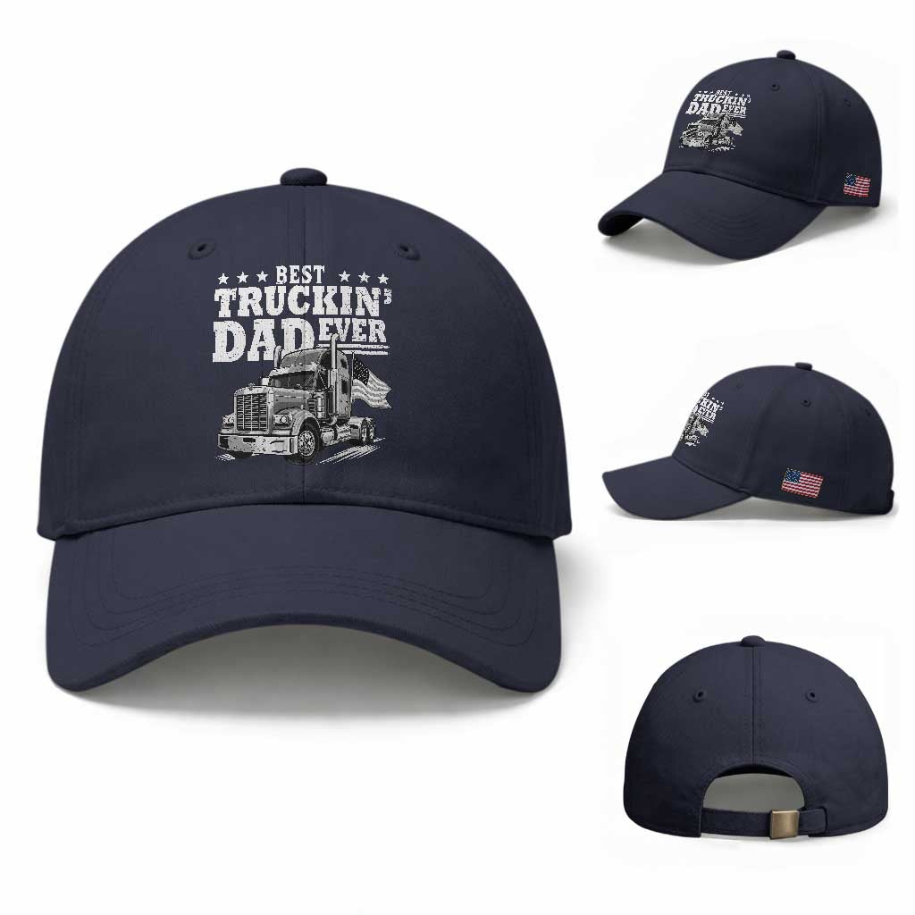 Best Truckin Dad Ever Baseball Cap Trucker Papa Fathers Day Gift TS12 Baseball Cap Universal Fit Navy Print Your Wear