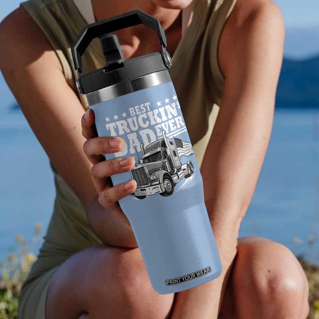 Best Truckin Dad Ever Flip Straw Tumbler Trucker Papa Fathers Day Gift TS12 One Size: 30 oz Light Blue Print Your Wear