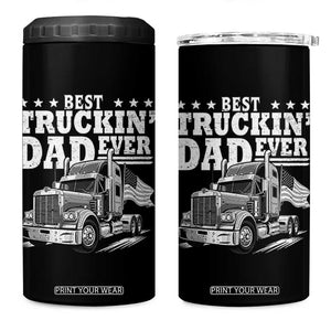 Best Truckin Dad Ever 4 in 1 Can Cooler Tumbler Trucker Papa Fathers Day Gift TS12 One Size: 16 oz Black Print Your Wear