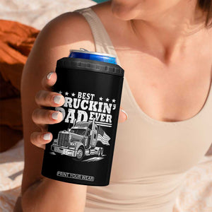 Best Truckin Dad Ever 4 in 1 Can Cooler Tumbler Trucker Papa Fathers Day Gift TS12 Print Your Wear