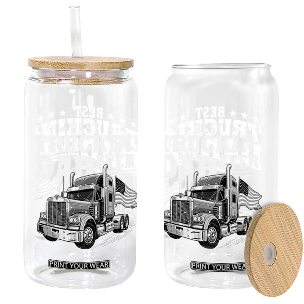 Best Truckin Dad Ever Glass Can Trucker Papa Fathers Day Gift TS12 Print Your Wear