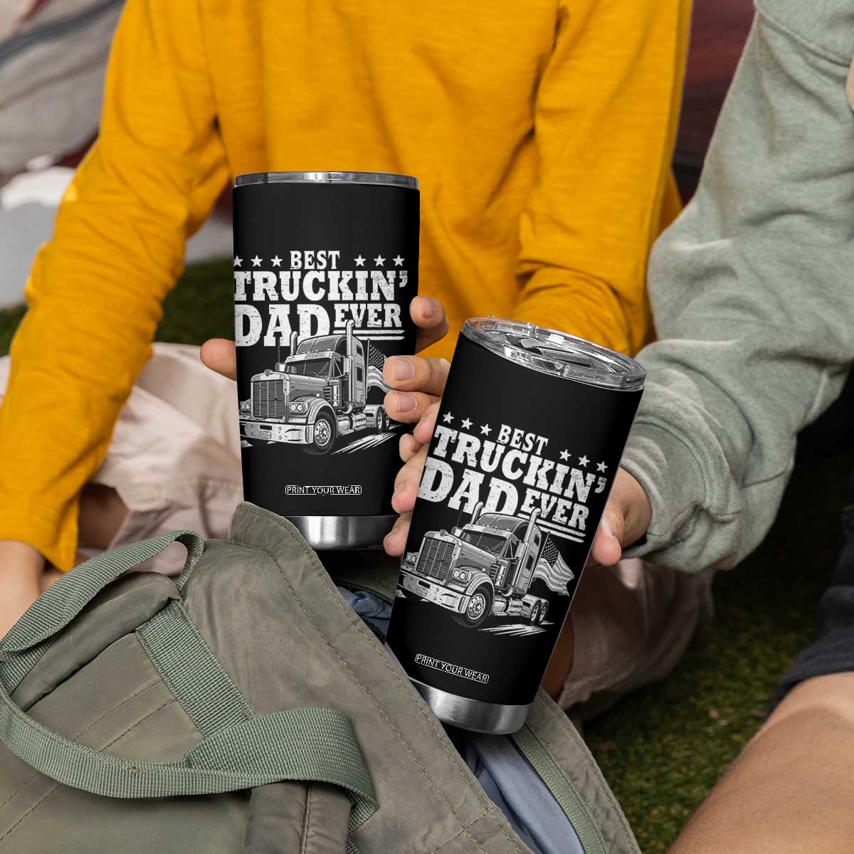 Best Truckin Dad Ever Tumbler Cup Trucker Papa Fathers Day Gift TS12 Print Your Wear
