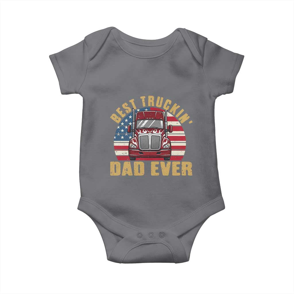 Best Truckin Dad Ever Baby Onesie Funny Driver Fathers Day Gift TS12 Charcoal Print Your Wear