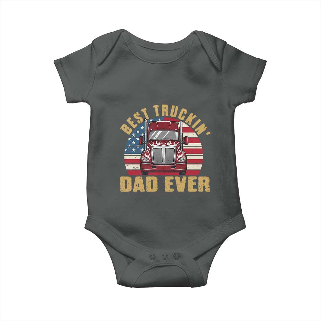 Best Truckin Dad Ever Baby Onesie Funny Driver Fathers Day Gift TS12 Dark Heather Print Your Wear