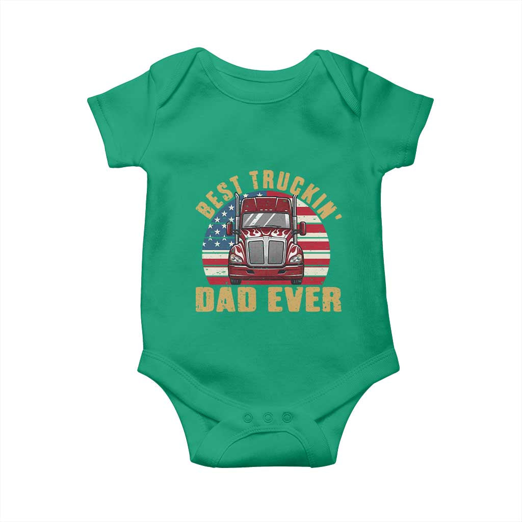 Best Truckin Dad Ever Baby Onesie Funny Driver Fathers Day Gift TS12 Irish Green Print Your Wear