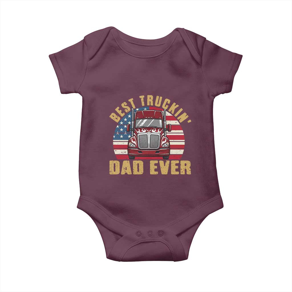 Best Truckin Dad Ever Baby Onesie Funny Driver Fathers Day Gift TS12 Maroon Print Your Wear