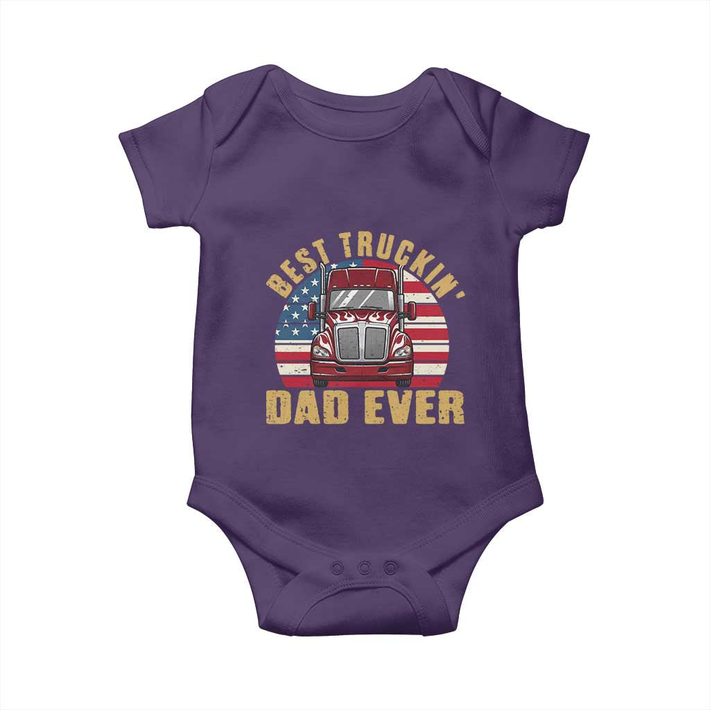 Best Truckin Dad Ever Baby Onesie Funny Driver Fathers Day Gift TS12 Purple Print Your Wear