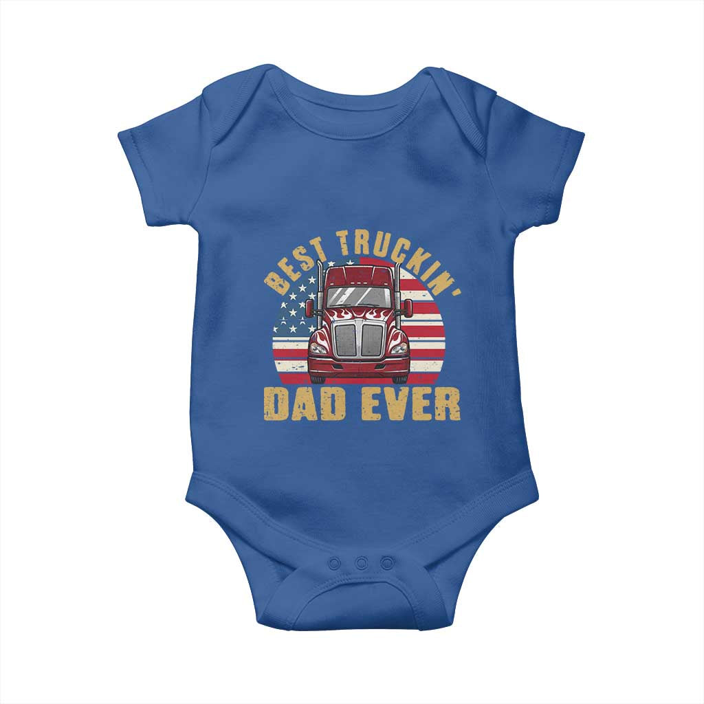 Best Truckin Dad Ever Baby Onesie Funny Driver Fathers Day Gift TS12 Royal Blue Print Your Wear
