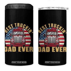 Best Truckin Dad Ever 4 in 1 Can Cooler Tumbler Funny Driver Fathers Day Gift TS12 One Size: 16 oz Black Print Your Wear