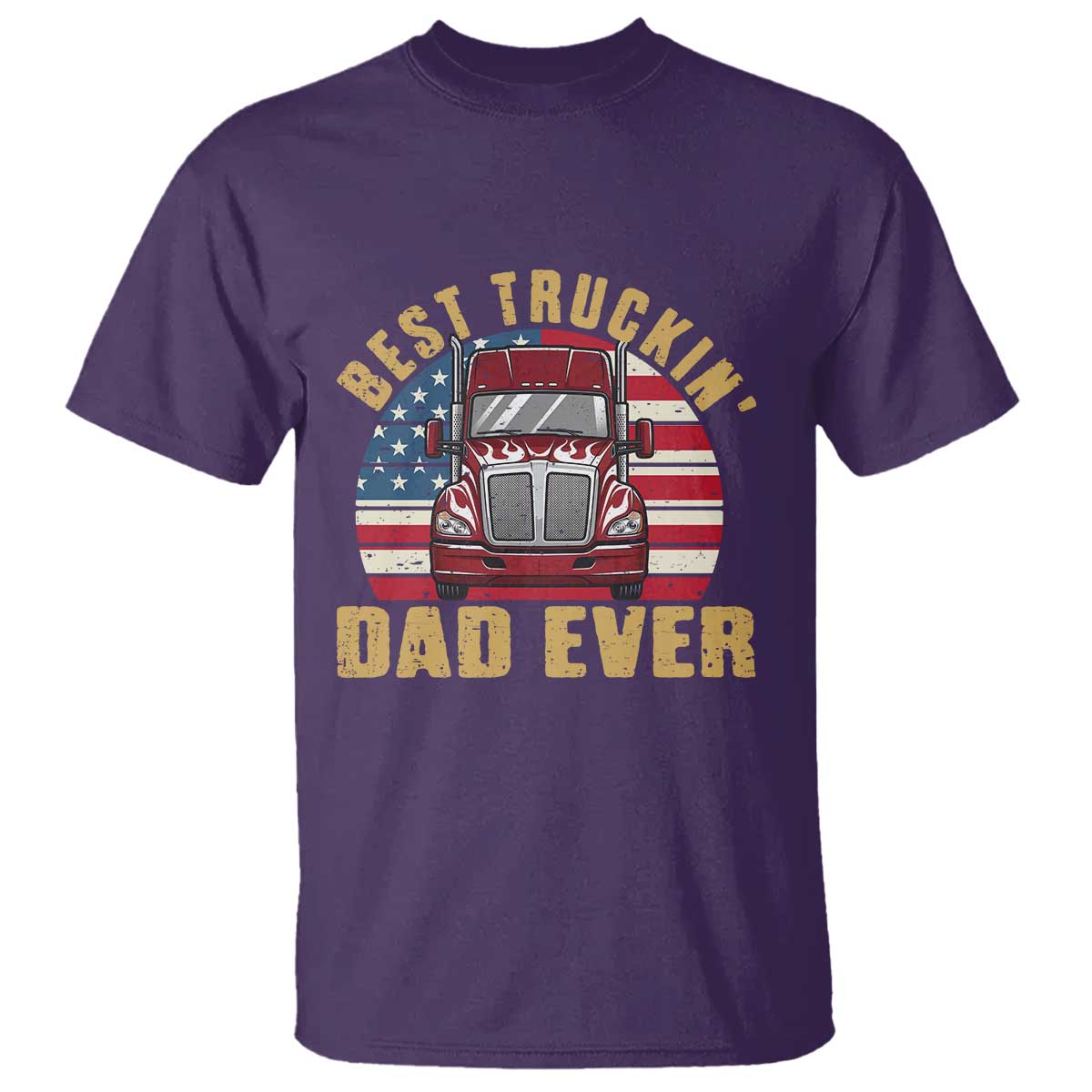 Best Truckin Dad Ever T Shirt Funny Driver Fathers Day Gift TS12 Purple Print Your Wear