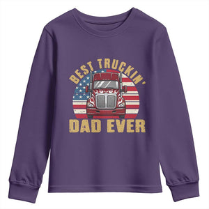 Best Truckin Dad Ever Youth Sweatshirt Funny Driver Fathers Day Gift TS12 Purple Print Your Wear