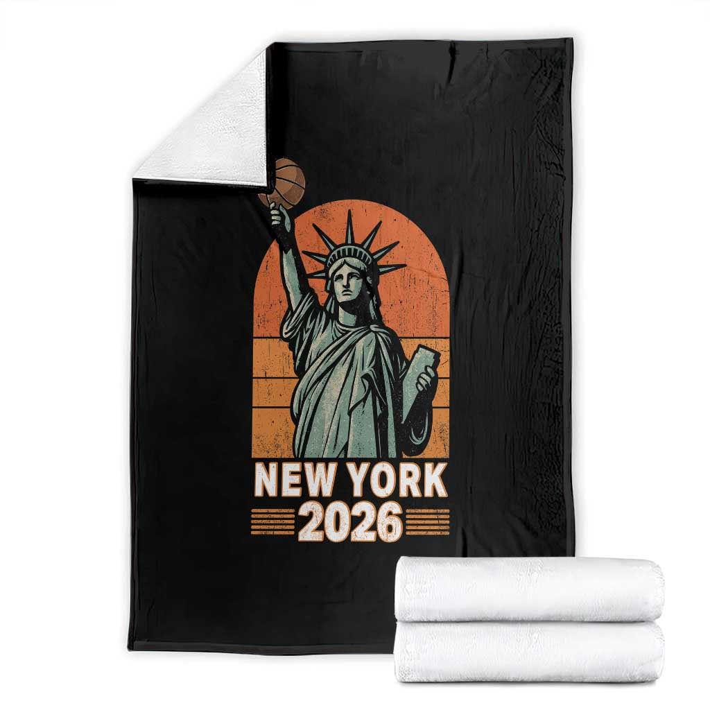 Vintage Statue Of Liberty Basketball Throw Blanket New York Sports Lover