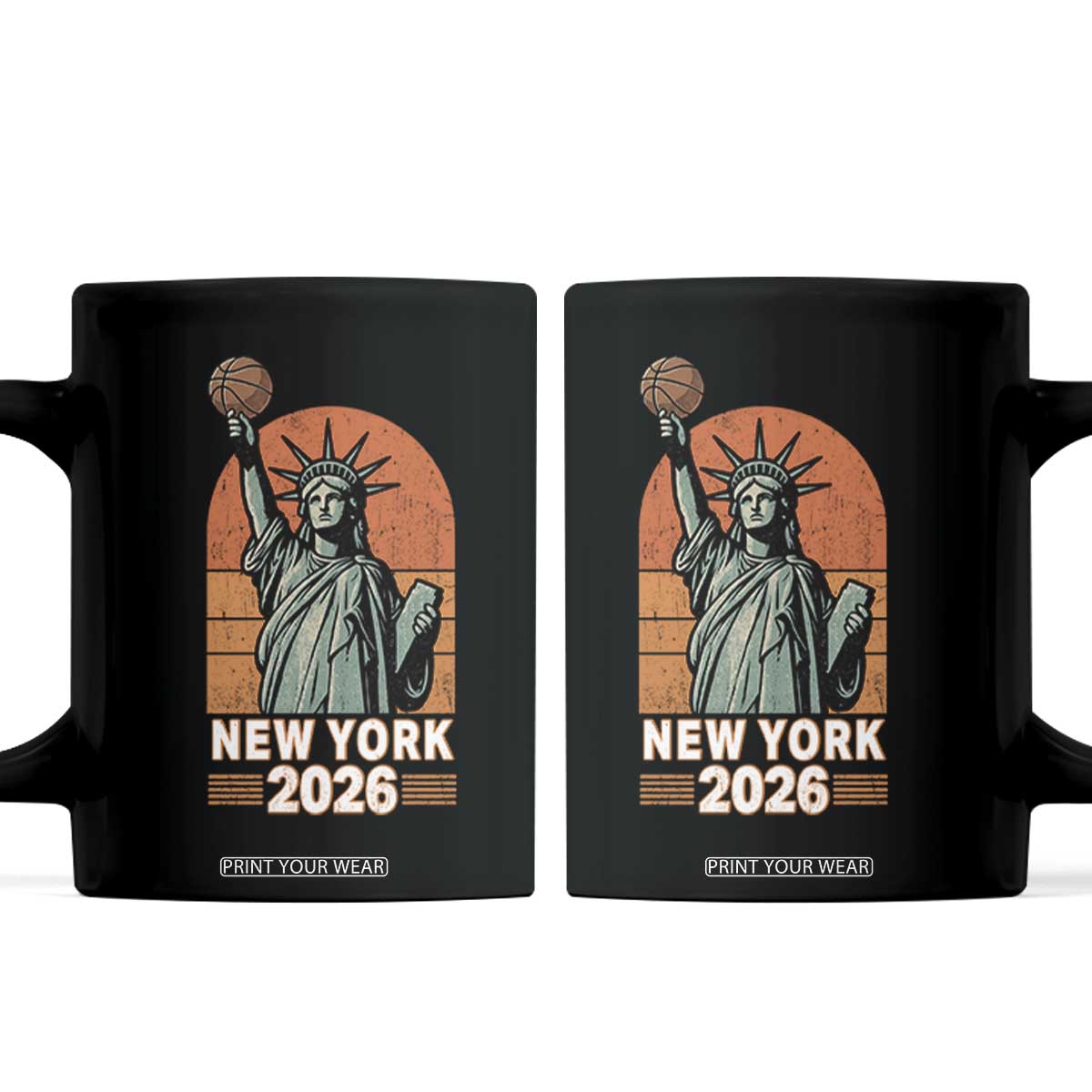 Vintage Statue Of Liberty Basketball Coffee Mug New York Sports Lover