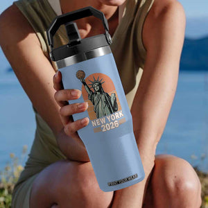 Vintage Statue Of Liberty Basketball Flip Straw Tumbler New York Sports Lover