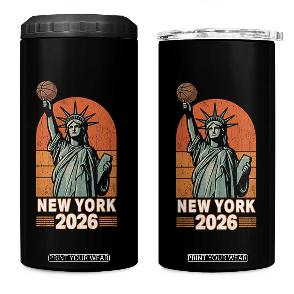 Vintage Statue Of Liberty Basketball 4 in 1 Can Cooler Tumbler New York Sports Lover