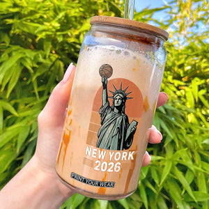 Vintage Statue Of Liberty Basketball Glass Can New York Sports Lover