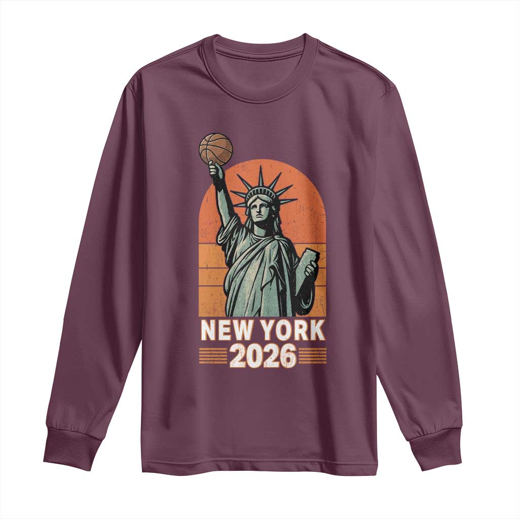 Vintage Statue Of Liberty Basketball Long Sleeve Shirt New York Sports Lover