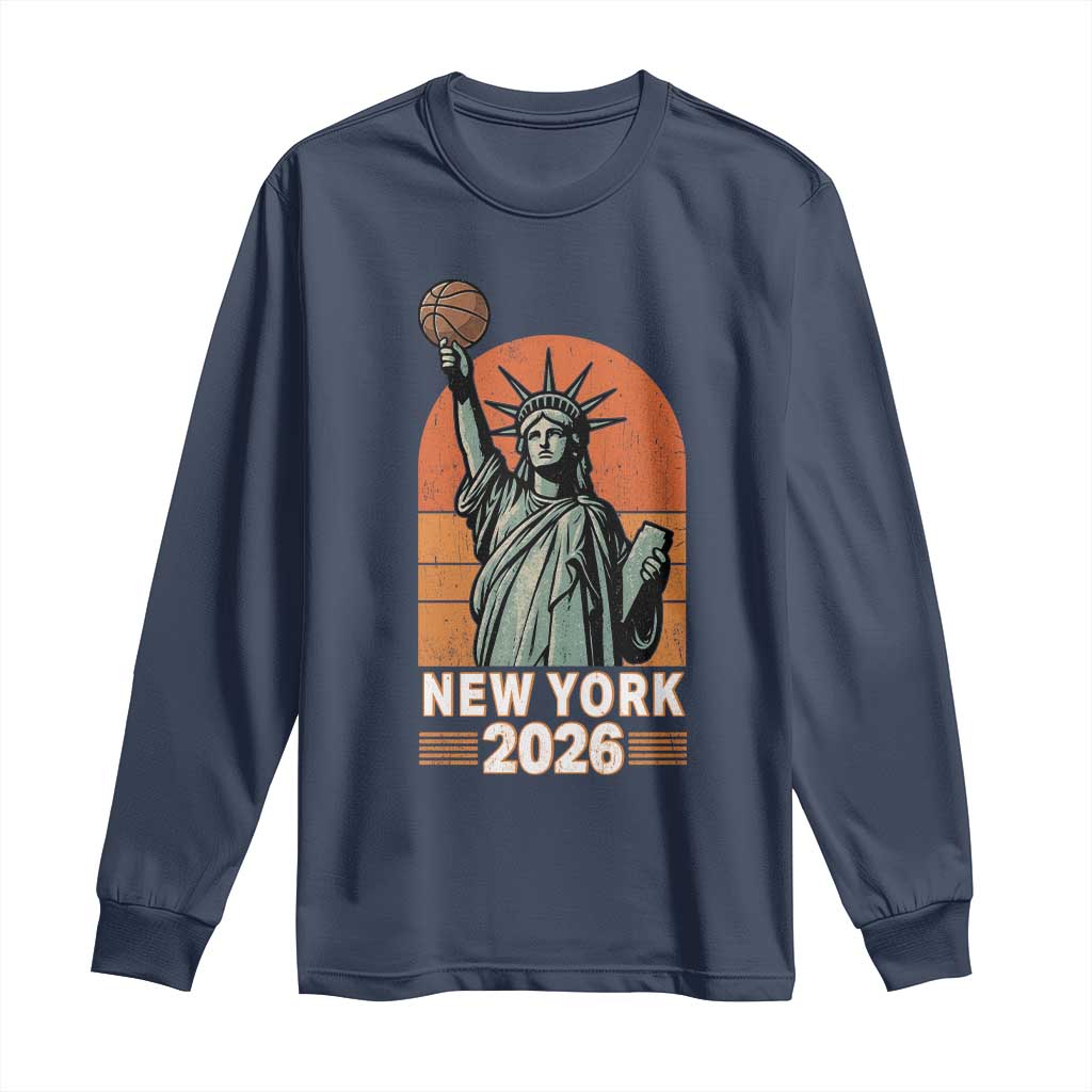 Vintage Statue Of Liberty Basketball Long Sleeve Shirt New York Sports Lover
