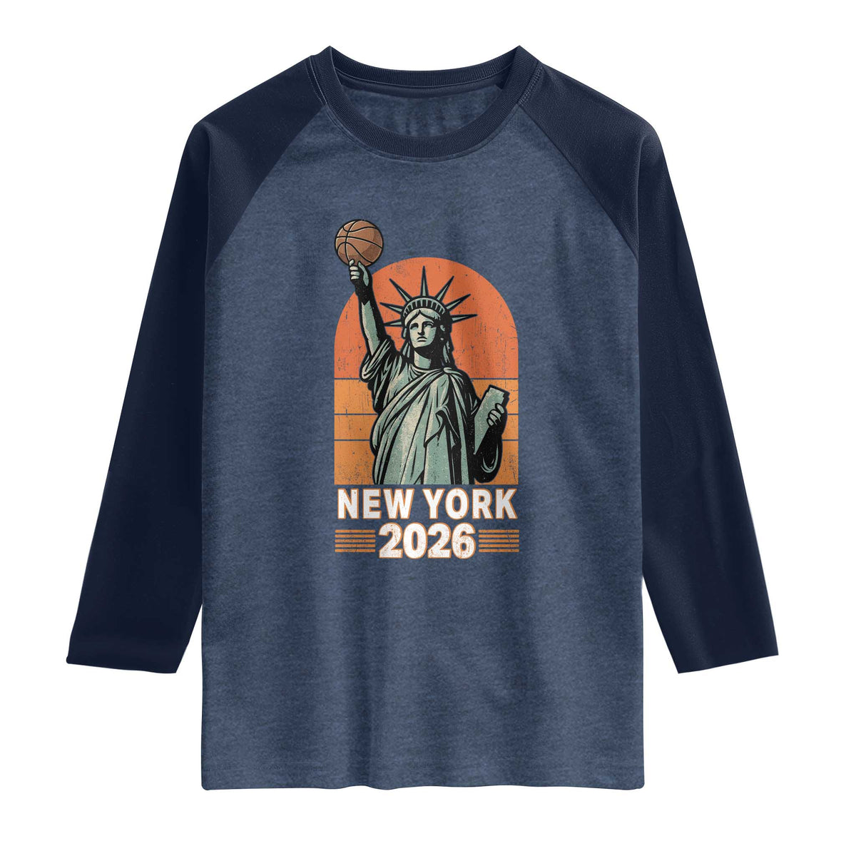 Vintage Statue Of Liberty Basketball Raglan Shirt New York Sports Lover