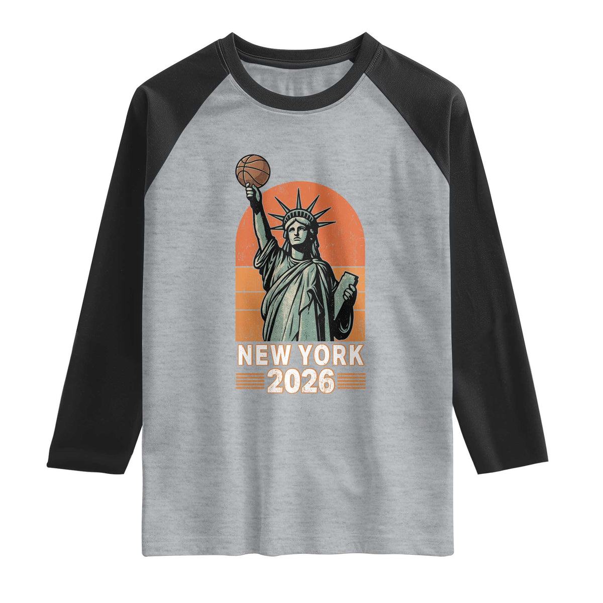 Vintage Statue Of Liberty Basketball Raglan Shirt New York Sports Lover