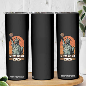 Vintage Statue Of Liberty Basketball Skinny Tumbler New York Sports Lover TS12 Print Your Wear