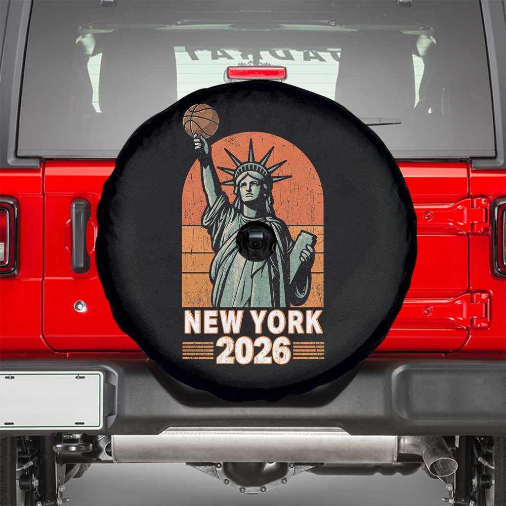 Vintage Statue Of Liberty Basketball Spare Tire Cover New York Sports Lover